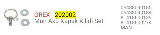 AKU KAPAK MANDAL KILIT SETI MAN 06438 090 184-185 81418 600 139-274
